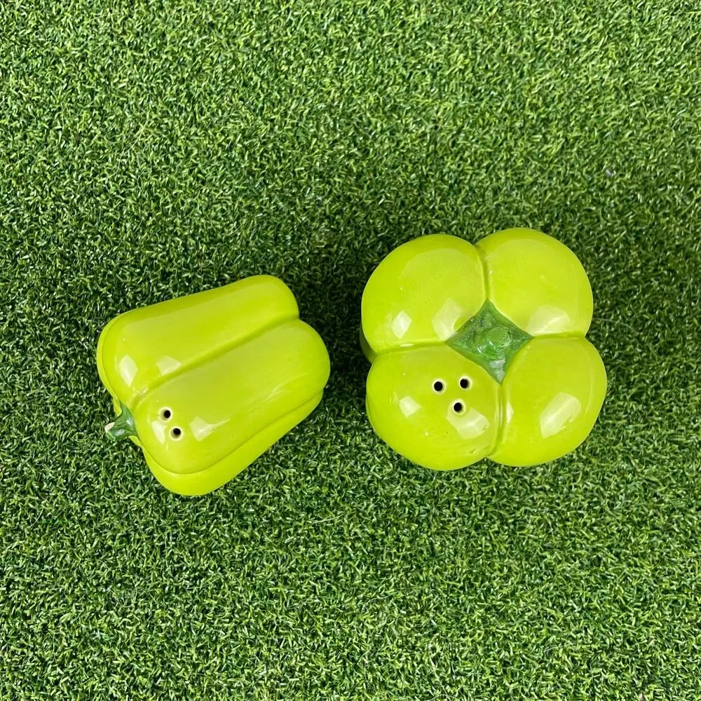 Vintage Albert Kessler Ceramic Green Bell Pepper Salt and Pepper Shakers